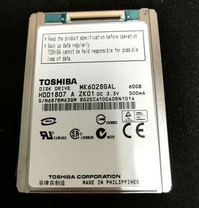 ＜602H-YP＞TOSHIBA MK6028GAL（60GB/1.8inch/ZIF/LIF/5ｍｍ）