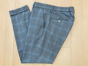 【良品】EDIFICE＊グレンチェック柄イージースラックス＊グレー系＊M