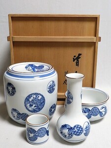 茶道具　皆具　花丸文　子古窯　共箱　茶器