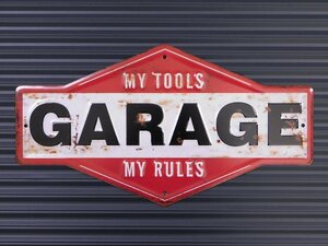 送料\220【GARAGE MY TOOLS】※《エンボスメタルサイン》　アメリカン雑貨　エンボス看板　ブリキ看板　85