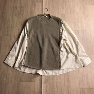 100円スタート○ chocol raffine robe ショコラフィーネローブ　おしゃれデザイン　ニット切り替え　トップス