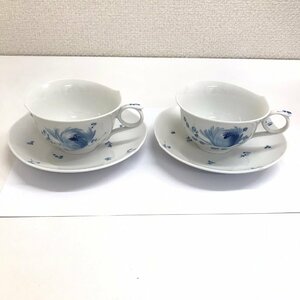 未使用 保管品 マイセン MEISSEN 青い花 ブルーフラワー 食器 陶器 カップ＆ソーサー ティーカップ 2客セット 質屋出品