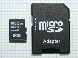 ★アダプタ付 microSDHC メモリーカード ８GB 中古★送料８５円・１８５円