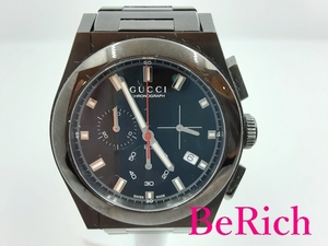 グッチ GUCCI パンテオン クロノグラフ メンズ 腕時計 デイト YA115237 黒 ブラック 文字盤 SS ブレス 【中古】 bt2830