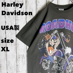 コラボtシャツ USA製 XL 古着【ハーレーダビッドソン】タズマニアンデビル