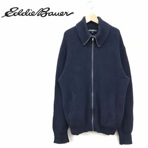 1K2382-R◆Eddie Bauer エディーバウアー ジップアップリブニットカーディガン◆サイズM メンズ 紳士 トップス 秋冬 ジャケット ネイビー