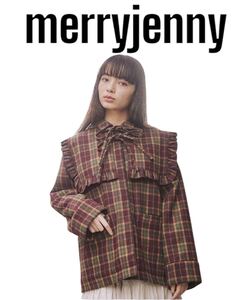 メリージェニー　merry jenny チェック柄ジャケット フリル付き