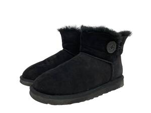 UGG australia アグオーストラリア MINI BAILEY Button II ミニベイリーボタン2 ムートンブーツ 3352W 23cm US6 黒 レディース/028