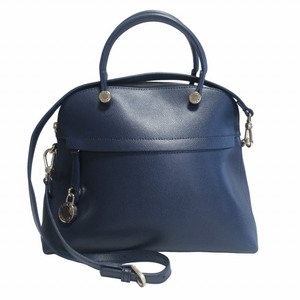 フルラ FURLA 美品 2WAY ショルダーバッグ ハンドバッグ パイパー 233451 レザー 紺 ネイビー IBO54 0809 レディース