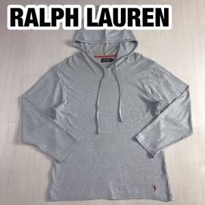 POLO RALPH LAUREN ポロ ラルフローレン パーカー M ライトグレー 霜降り フルオーバー 刺繍ポニー レッドポニー