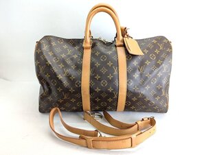 LOUIS VUITTON ルイヴィトン キーポル バンドリエール 45 ボストンバッグ モノグラム パドロック鍵付[03-5289