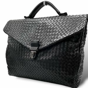 1円 BOTTEGA VENETA ボッテガヴェネタ イントレチャート ビジネスバッグ ブリーフケース 書類バッグ A4収納可 本革 レザー ブラック 黒