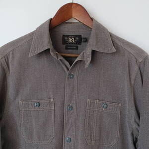 【 RRL 】ダブルアールエル COVERT COTTON WORK SHIRT ヴィンテージ加工 ワーク 長袖シャツ / ブラウン 茶灰系 / XS / ラルフローレン