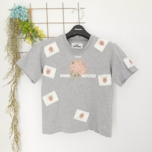 ベビーピンクハウス BABY PINK HOUSE Ｌ 120cm 半袖 Ｔシャツ カットソー ブーケ プリント ワッペン グレー トップス