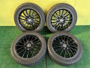 バリ山225/45R17 2018年スダットレス DUNLOP WINTER MAXX タイヤアルミセット 5穴 PCD100 ET+48 17×7J ハブ67mmプリウス インプレッサ等