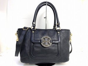 美品★送料無料 トリーバーチ TORY BURCH レザー 2Way ショルダーバッグ ハンドバッグ トートバッグ ブラック