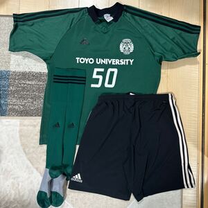 東洋大学 支給品 3点セット 体育会サッカー部 ユニフォーム パンツ ソックス 非売品 実使用 Jリーグ 関東大学サッカーリーグ1部 グリーン