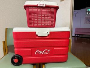 非売品 コカ・コーラ Coca Cola クーラーボックス ホイール キャスター タイヤ 付き 懸賞 キャンプ アウトドア　オマケ　コカコーラ籠付き