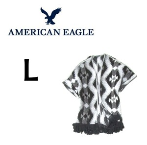 海外L◇AMERICAN EAGLE OUTFITTERS◇ネイティブ柄羽織りフリンジカーディガン