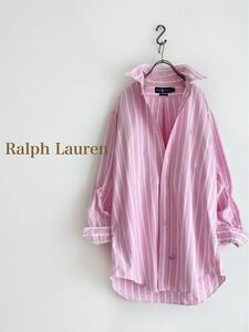 Ralph Lauren ストライプボタンダウンシャツ ピンク オーバーサイズ スナイデル好きに