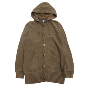 バーバリーブルーレーベル BURBERRY BLUE LABEL ニット パーカー セーター ジャケット ロゴ ボタン コート 38 ブラウン レディース※