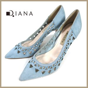 ▲★DIANA(ダイアナ)♪ブルーヌバックパンプス♪サイズ24.5♪パステルブルー♪ヒール8.5ｃｍ♪レディースサンダル