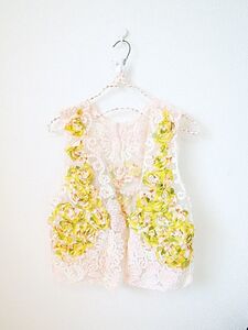 ベスト 花 刺繍 ピンク シースルー レース レディース 春 夏