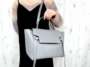 極美品 CELINE セリーヌ ベルトバッグ ハンドバッグ ショルダーバッグ バッグ レザー グレー 2WAY 77916Y