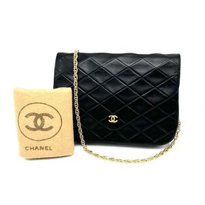 1円 良品 CHANEL シャネル ミニ マトラッセ ココマーク プッシュロック ラムスキン チェーン ショルダー バッグ dK1040N