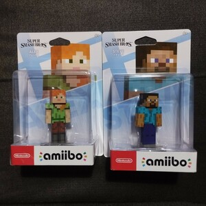 【未使用】　amiibo アミーボ　アレックス　ALEX　スティーブ　STEVE　マインクラフト　Minecraft