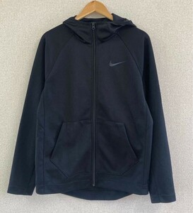 NIKE　ナイキ　DRI-FIT　ジップアップ　パーカー　フーディ　Hoodie　スポーツパーカー　ブラック　刺繍ロゴ　メンズ　Mサイズ