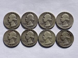 6、アメリカ銀貨　1939〜1961年　8枚　外国コイン　外国銀貨　古銭　貨幣