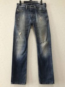 ※ DIESEL ディーゼル SAFADO 008B9 REGULAR SLIM STRAIGHT ダメージ加工 ボタンフライデニムパンツ 26 　　　　　　BJBJ.A