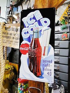 コカ・コーラブランド アイスコールド・コークボトル　エンボス・ティンサイン アメリカ雑貨 アメリカン雑貨 サインプレート