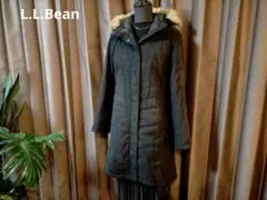 極美品☆L.L.Bean☆上質フェイクスエード中綿キルティングコートS-M黒