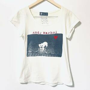H8047gg Andy Warhol by HYSTERIC GLAMOUR アンディウォーホル バイ ヒステリックグラマー サイズFREE 半袖Tシャツ 白系 レディース 日本製