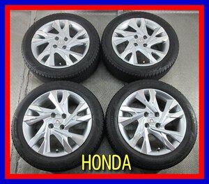 ■中古タイヤホイール■　HONDA インサイト 純正 アルミホイール 16インチ 6J +53 4H 100 BRIDGESTONE VRX3 185/55R16 激安 送料無料 K522