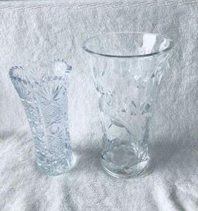 未使用♪切り子細工VASE花瓶 大型クリスタル ガラス2個まとめて