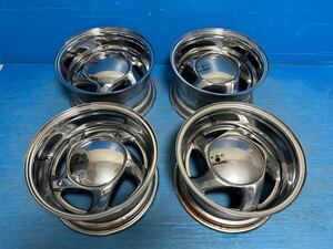 KMC WHEEEL 15インチ 15x8J -25 139.7/5H 中古4本 当時物 メッキ ターミネーター