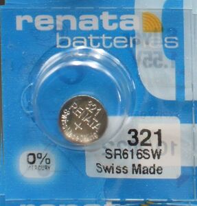 ●【即決送料85円】1個160円 スイス製RENATA レナタ SR616SW（321）1.55V　酸化銀電池：2022年10月●