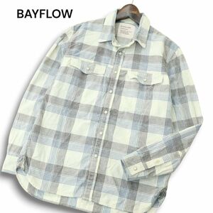 21AW★ BAYFLOW ベイフロー 秋冬★ コーデュロイ 長袖 ワーク チェック シャツ Sz.2 メンズ　A4T11959_B#B