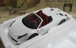 ☆激レア絶版☆Hot Wheels ELITE*1/18*Ferrari 458 Spider ホワイト≠BBR,MR