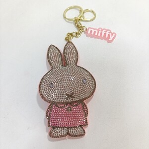 miffy ミッフィー ラインストーン キラキラキーホルダー ピンク 未使用品 [キーチェーン マスコット グッズ]