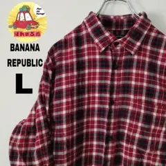 usa古着 BANANAREPUBLIC ネルシャツ　L レッドブラックチェック