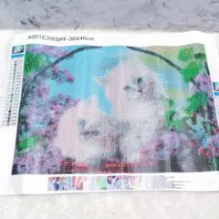 ダイヤモンドアート キット 猫 30x40 cm 新品 ダイアモンドアートセット