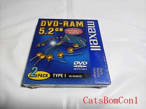 DVD-RAM 2枚パック maxell 5.2GB カートリッジ TYPE1 VD-RAM52F [未開封]