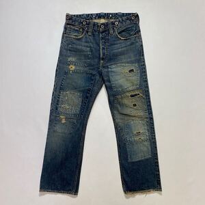 良好♪RRL USA製 ボルチモア デニムパンツ W30L30 ビンテージ 加工 リペア ダメージ ジョニーデップ ドーナツボタン 針刺し バックシンチ