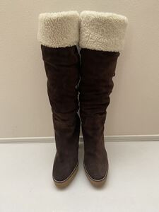 RALPH LAUREN size71/2 スペイン製ムートンレザーブーツ 羊革 パープルレーベル ラルフローレン