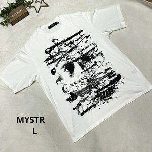 【MYSTR】ビッグサイズTシャツ(大判プリント)フェイス柄オーバーサイズ白L