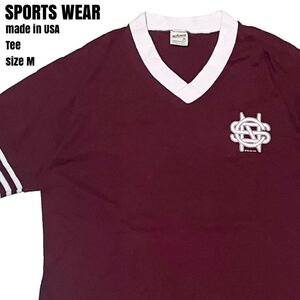 ＊5438 90s SPORTS WEAR オールド Vネック　トリム　Tシャツ